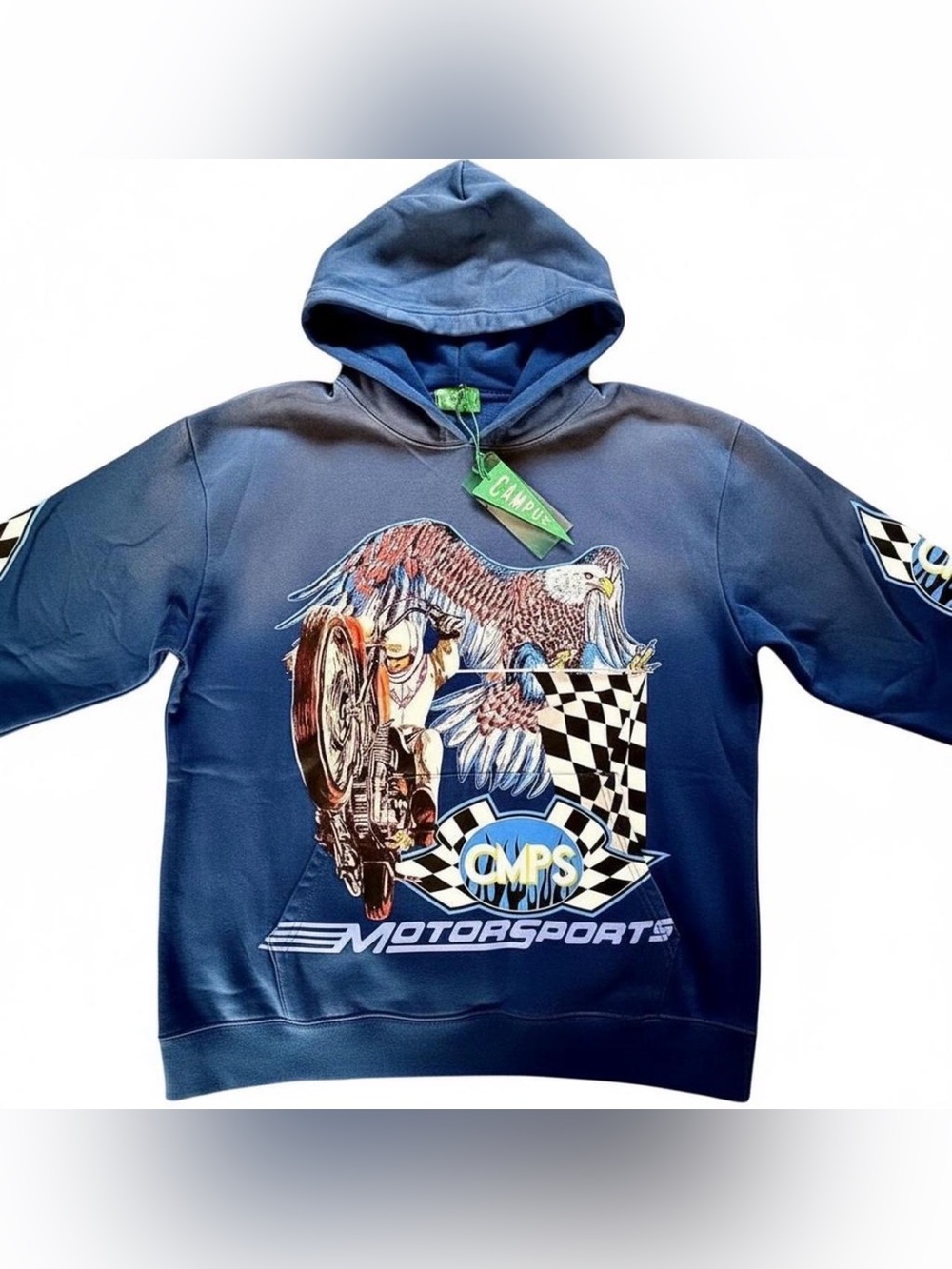 Campus Motorsports Graphic Hoodie in Navy Blue